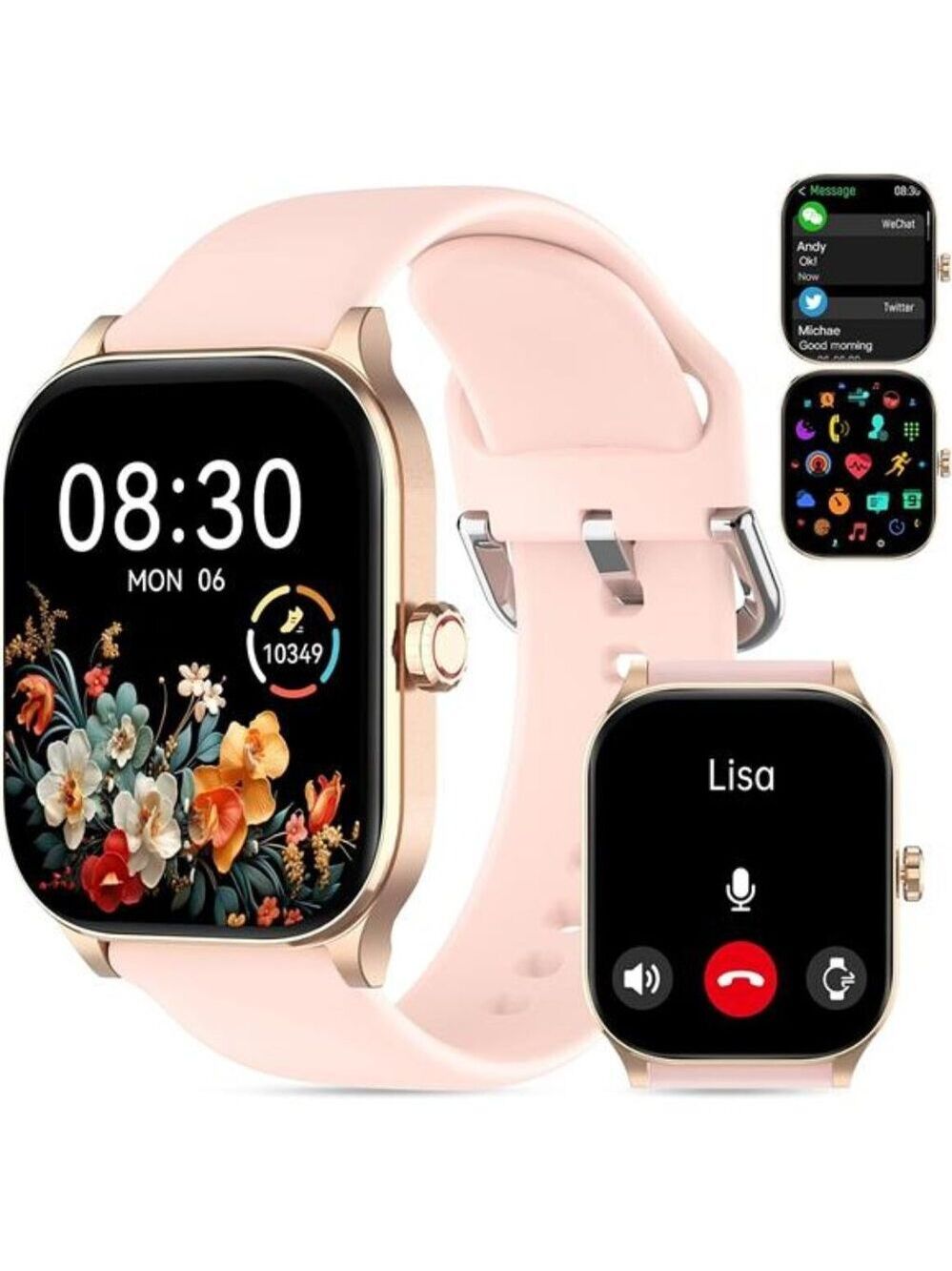 Smartwatch for women men bluetooth call heart rate sleep SpO2 waterproof fitness